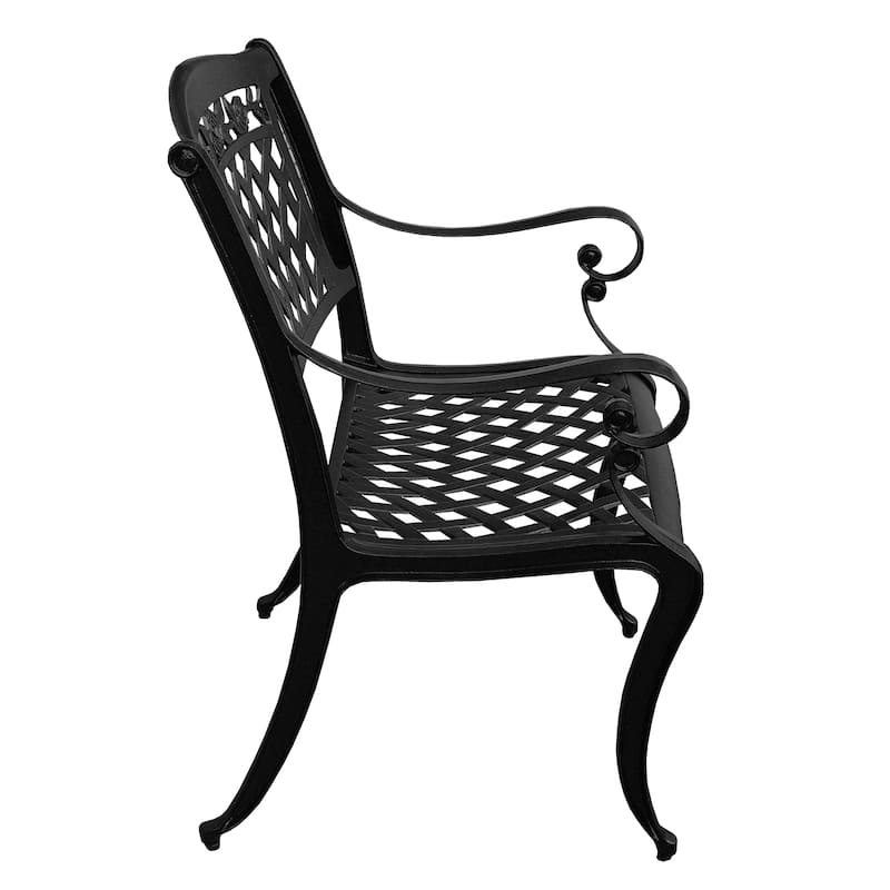 Modern Ornate Outdoor Mesh Aluminum 37-in Square Patio Dining Set with Four Chairs - N/A