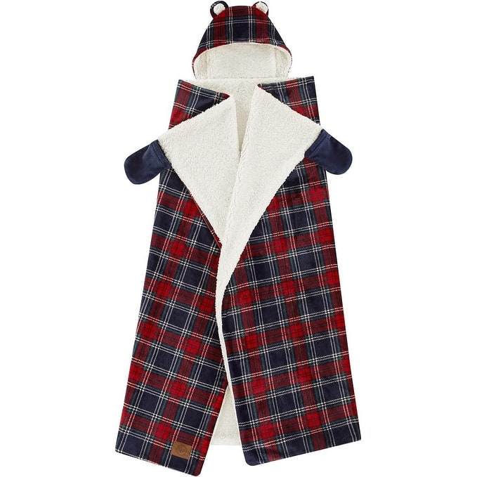Dearfoams Plaid Printed Plush Hooded Throw - 32x48