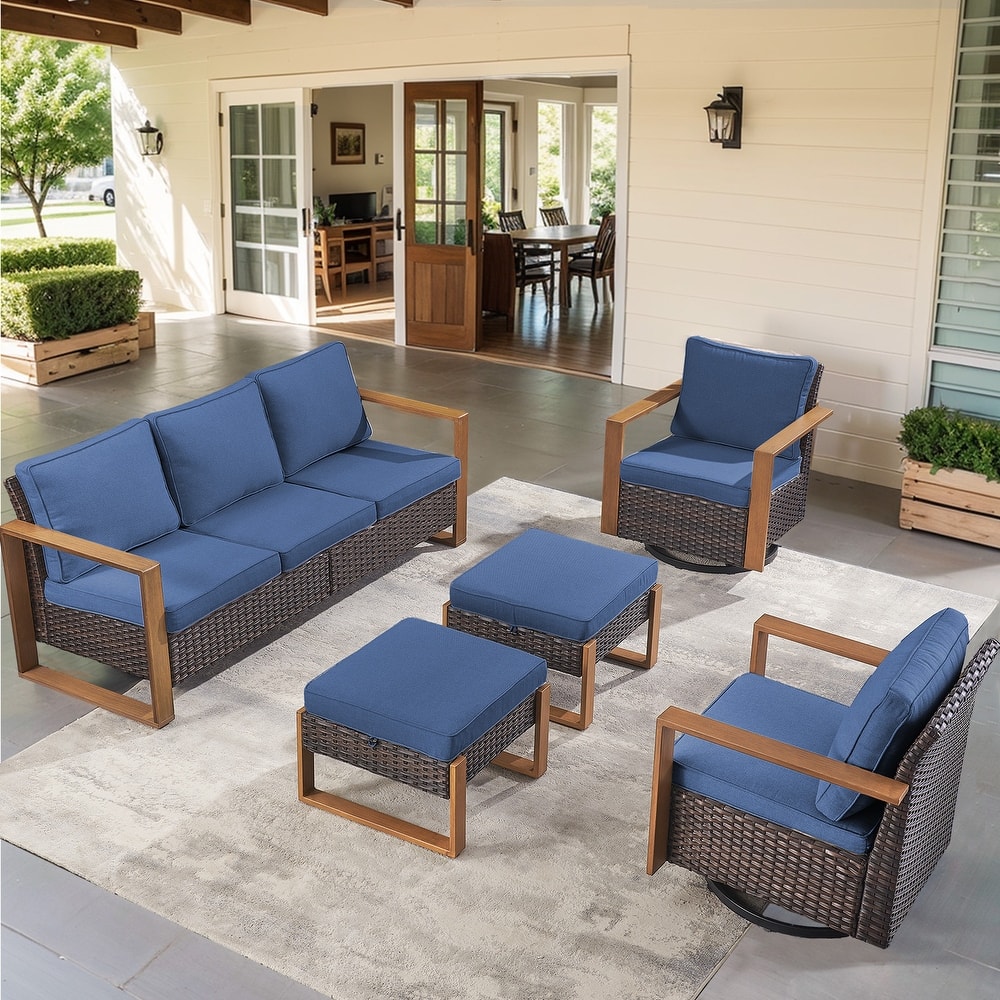 Gymojoy All-Weather Outdoor Sofa Swivel Chair Ottoman Sets