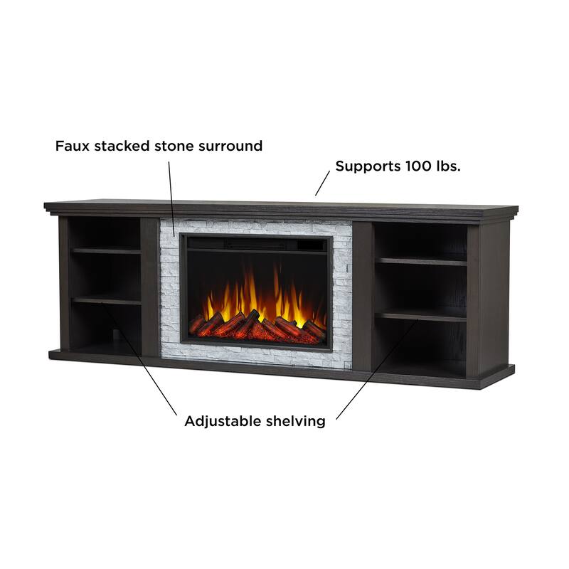 Kenai 72" Electric Slim Fireplace TV Stand in Dark Oak by Real Flame