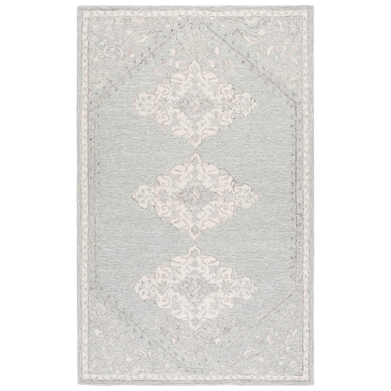 SAFAVIEH Hand-Tufted Metro Vassilija Wool Rug - Grey/Ivory - 5' x 8'