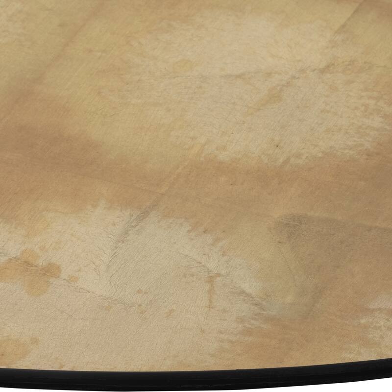 Sagebrook Home Modern Neutral Wood Gold Leaf Round Top Coffee and Accent Table