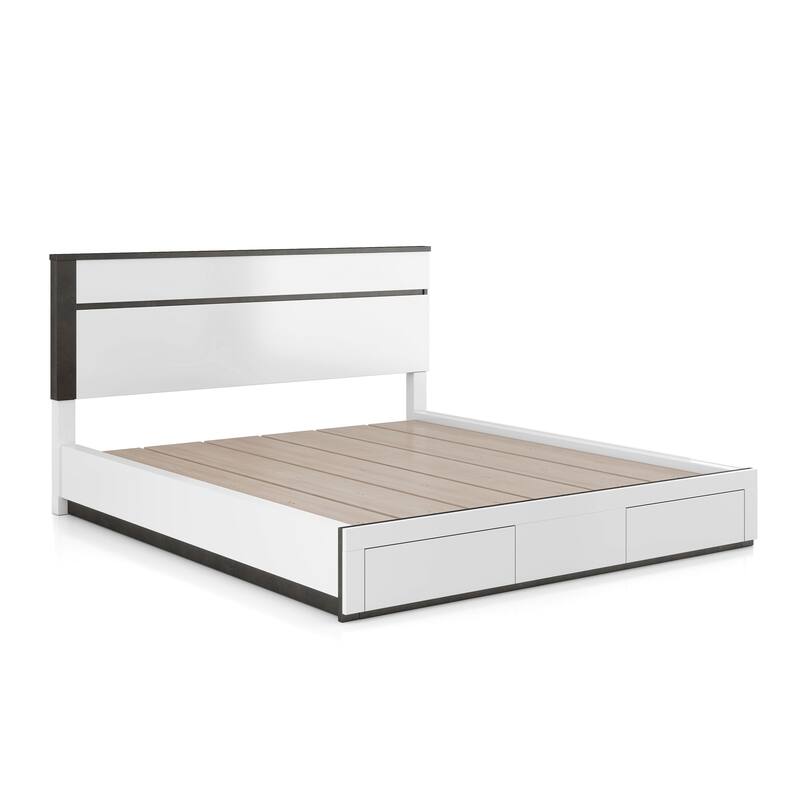 Conjira Modern White Wood 5-Piece Storage Platform Bedroom Set with USBs by Furniture of America