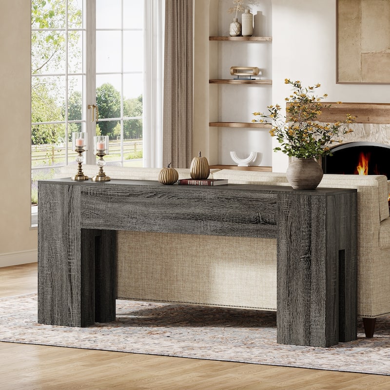 71-Inch Long Console Table for Entryway, Living Room, Rustic Brown - 70.86" L x 13.78" W x 32.3" H