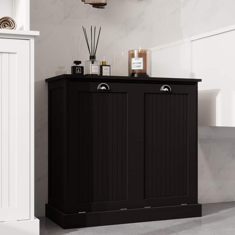 Two-Compartment Tilt-Out Laundry Sorter Cabinet