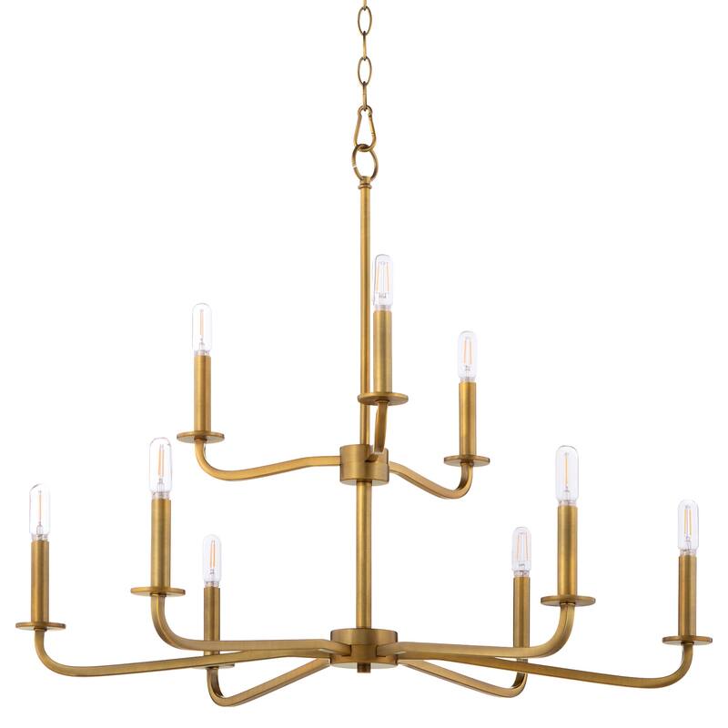 Quorum International 6307-9 Rutherford 9 Light 29" Wide Taper Candle - Brushed Brass