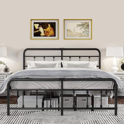Javlergo Modern Platform Bed Frame Twin/Full/Queen/King Size Metal Bed with Headboard and Footboard