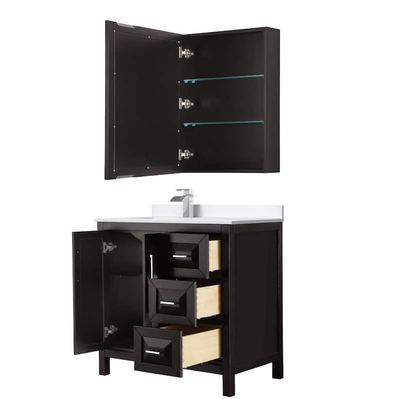 Daria 36-inch Single Vanity, Cultured Marble Top, Med Cabinet