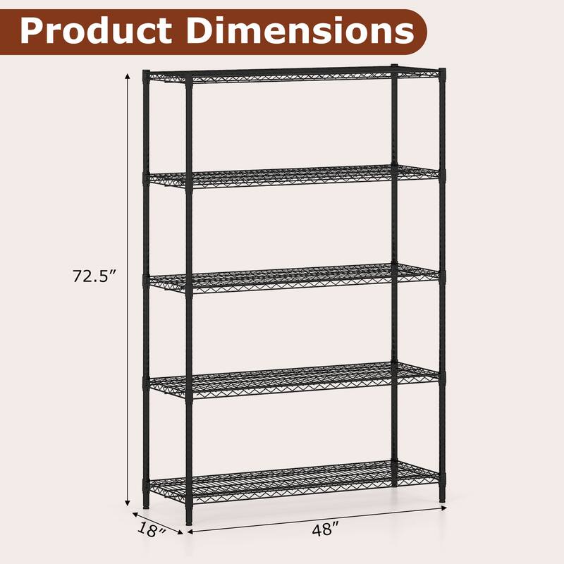 Gymax 2PCS 5-Tier Metal Storage Shelving Unit 4000 LBS Storage