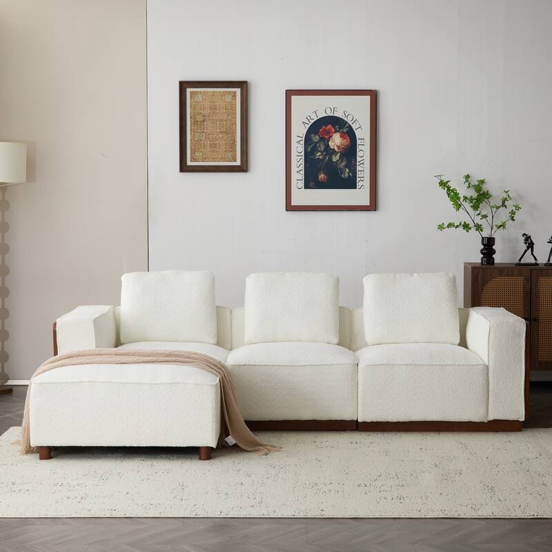 Christopher Knight Home Beige 102" Sectional Modular Sofa with Ottoman - Beige