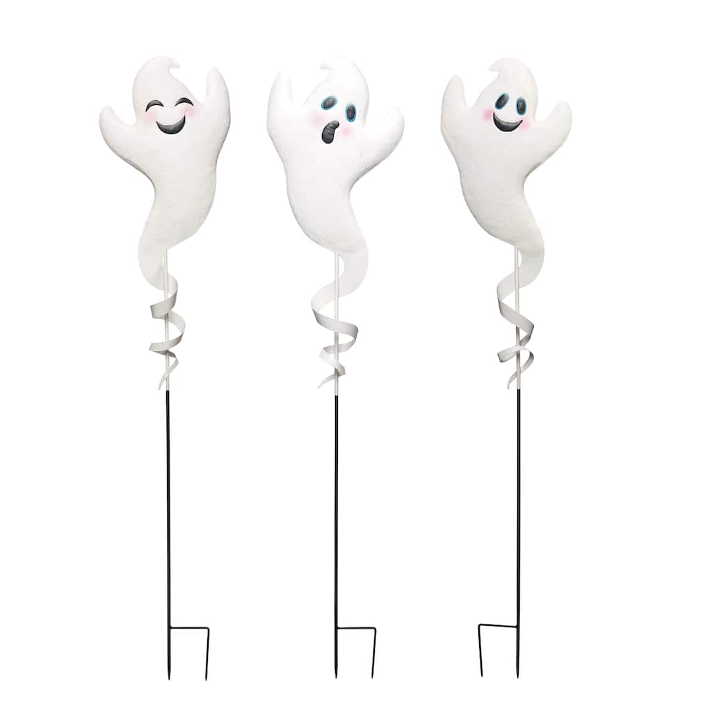 Transpac Metal Silly Ghost Y/S Set of 3 KD Halloween Home Decorations