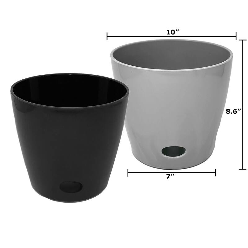 Bamboo Blooms Self-Watering Plant Pot Set of 2,10" Round - 10" Round