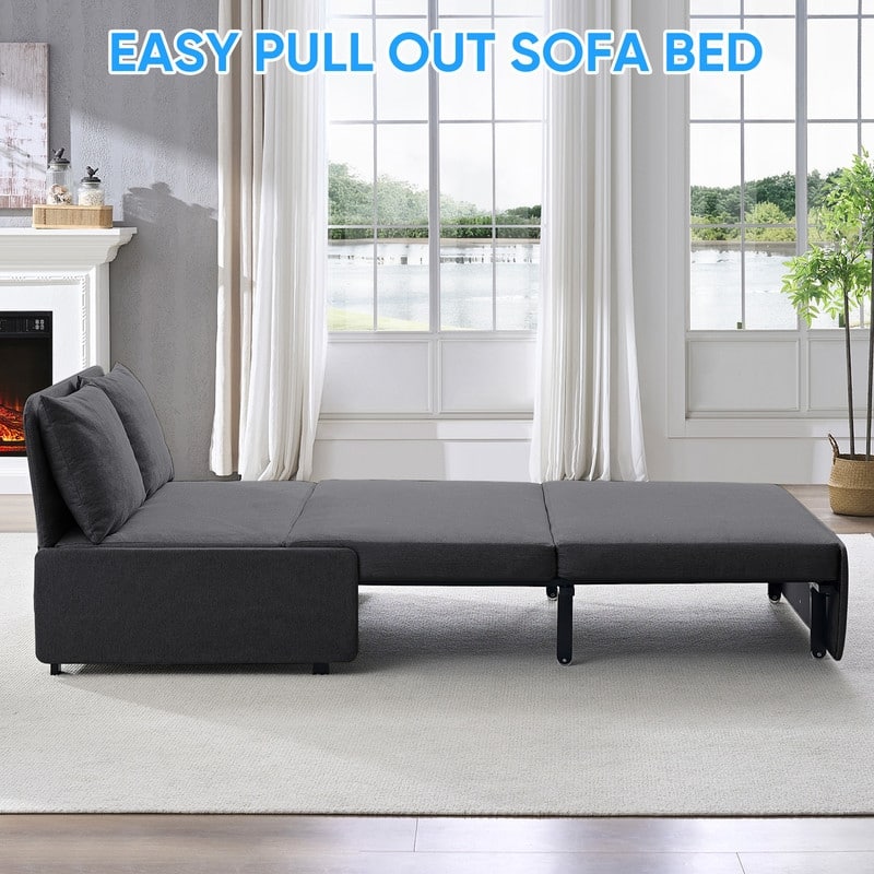Mixoy Full/Queen Size Sofa Bed,2 in 1 Convertible Linen 1-Seater/Loveseat Sleeper Sofa Couch with Cushions