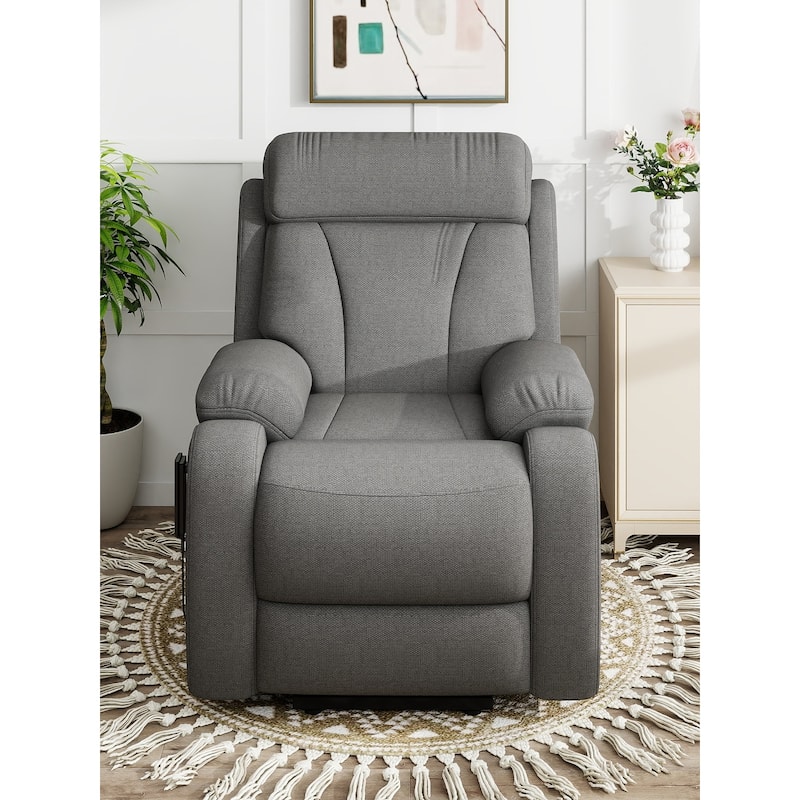 GDFStudio - Snowflake Velvet Power Lift Recliner with Remote Control