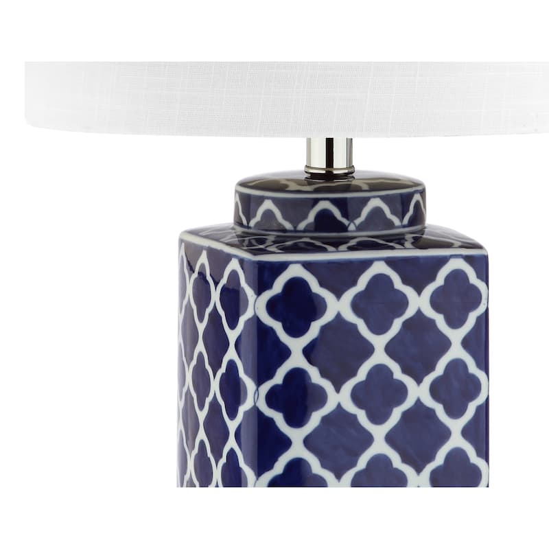 Swirl 23" Chinoiserie LED Table Lamp, Blue/White by JONATHAN Y