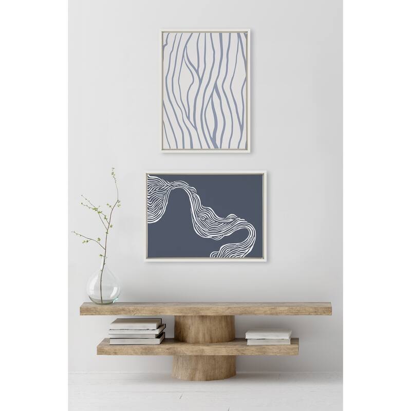 Kate and Laurel Sylvie Rich Blue Abstract River Framed Canvas by The Creative Bunch Studio