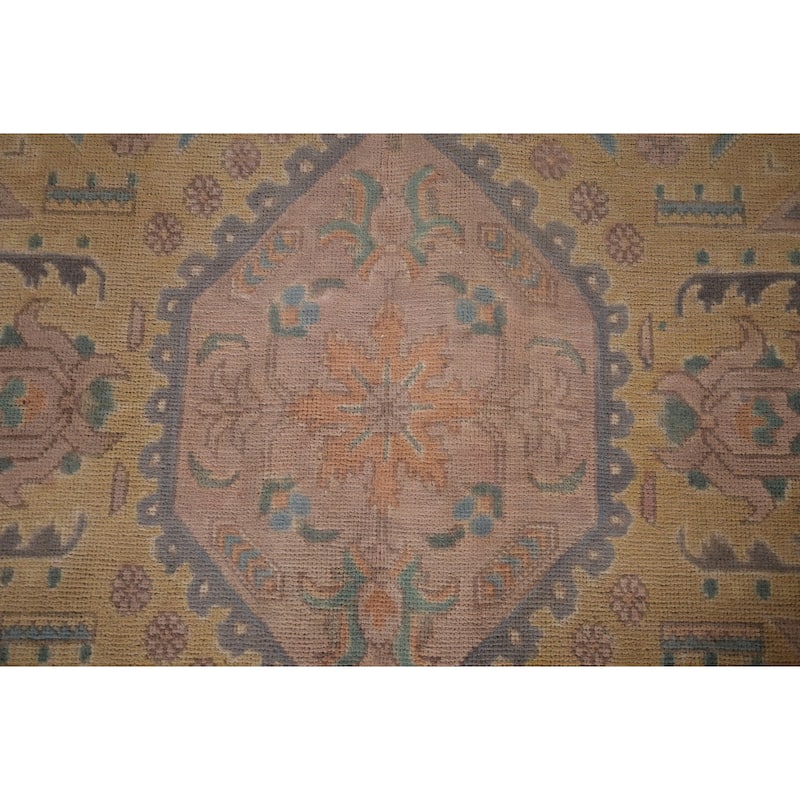 Geometric Tabriz Persian Vintage Rug Hand-Knotted Wool Carpet - 9'6"x 13'2"