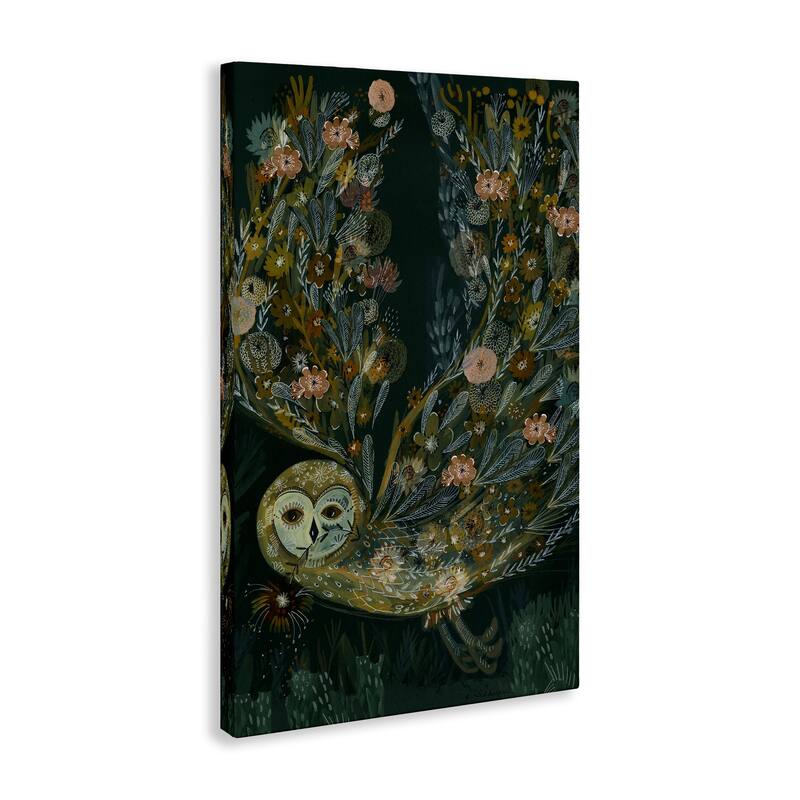 Stupell Floral Folk Barn Owl Canvas Wall Art Design By Kay Widdowson