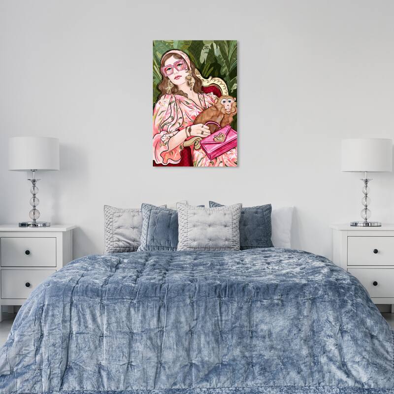 Wynwood Studio Canvas Fashion and Glam Monkey Glam Pink and Glam Wall Art Canvas Print - 36 x 24