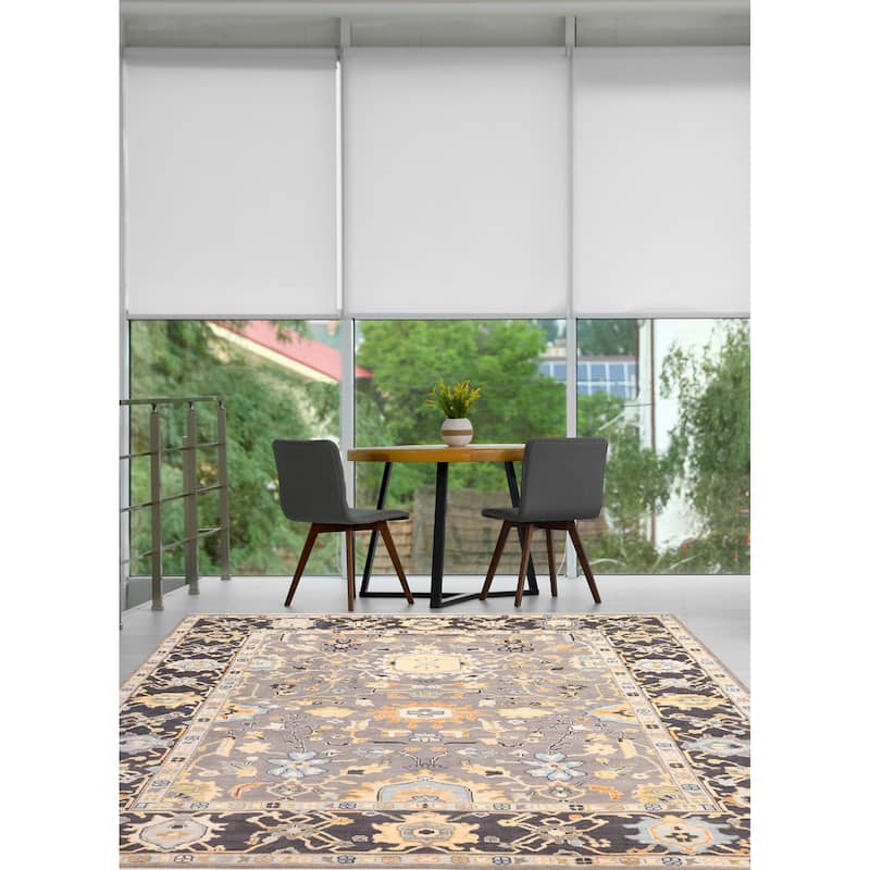 ECARPETGALLERY Hand-knotted Modern Oushak Dark Grey Wool Rug - 10'3 x 14'2