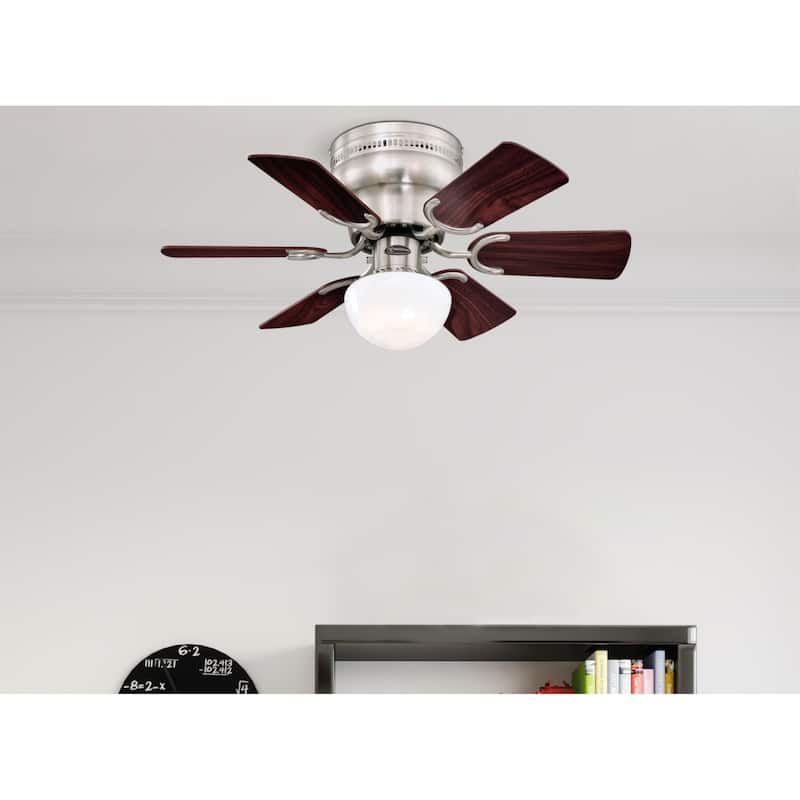 Westinghouse Lighting Petite 30-Inch 6-Blade Indoor Ceiling Fan with LED Light and Opal Mushroom Glass