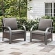 preview thumbnail 108 of 174, Pocassy Outdoor Patio Furniture Set 2PCS Patio Chair - Brown Rattan - Grey Cushion