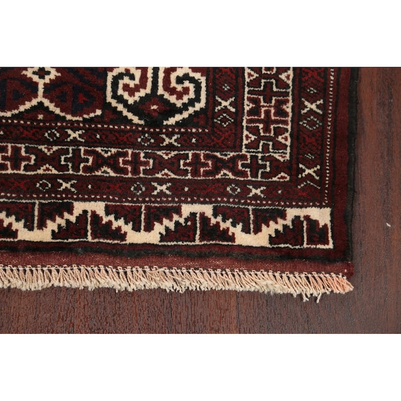 Geometric Persian Balouch Kitchen Area Rug Handmade Wool Carpet - 2'9" x 3'7"