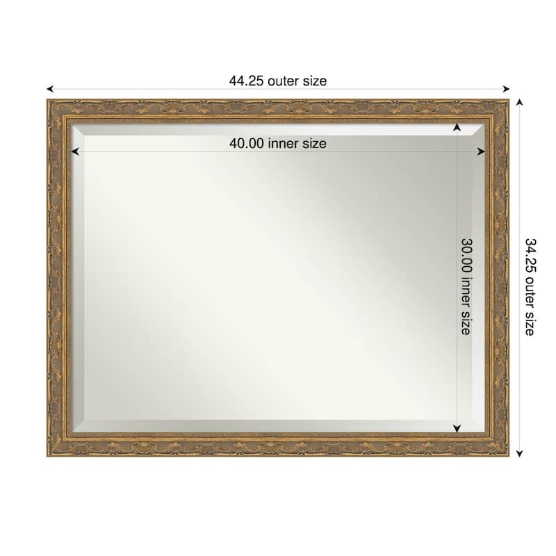 Filigree Beveled Framed Bathroom Vanity Wall Mirror - 44 x 34 in - Filigree Gold