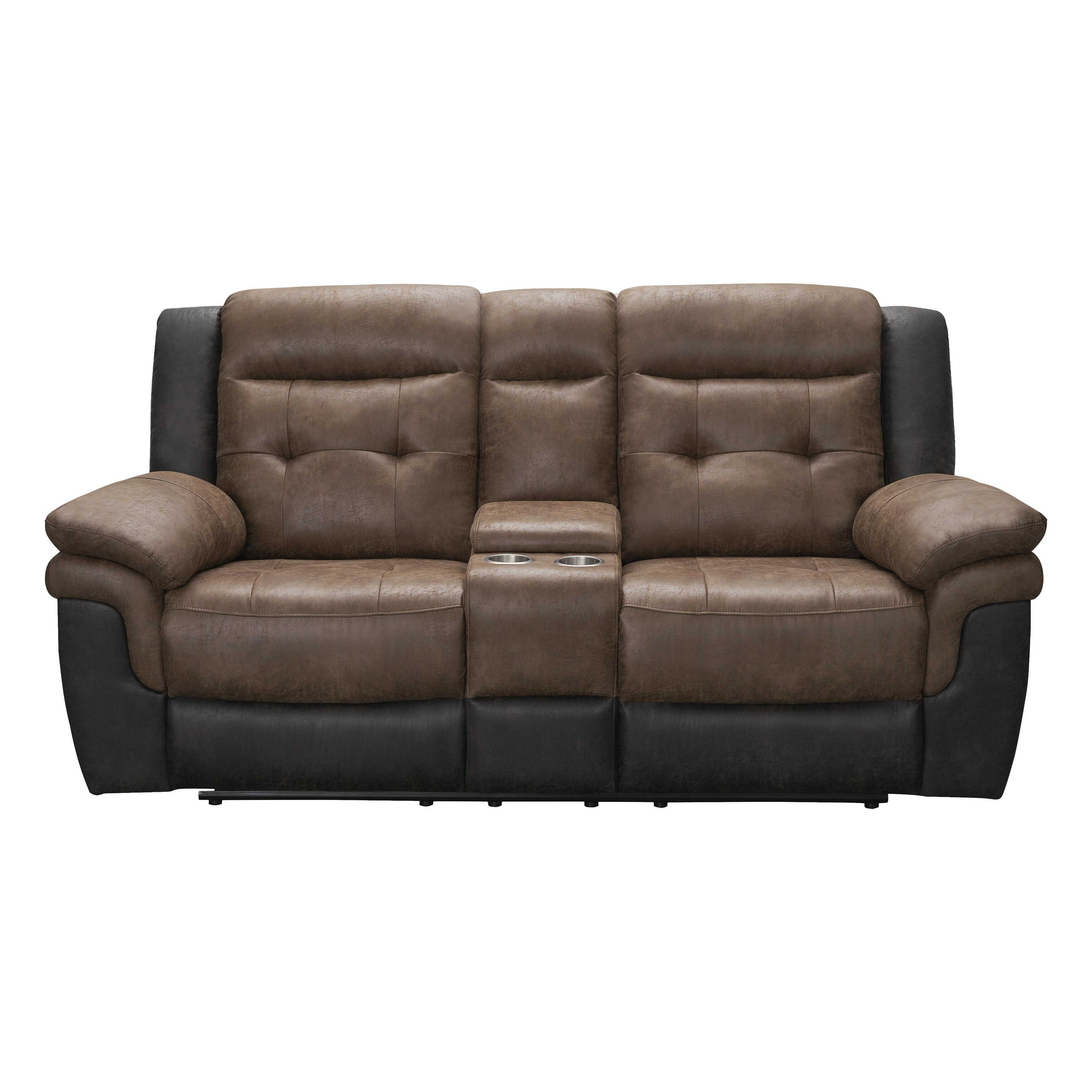 Abbyson Tacoma Two-Tone Fabric Power Reclining Console Loveseat