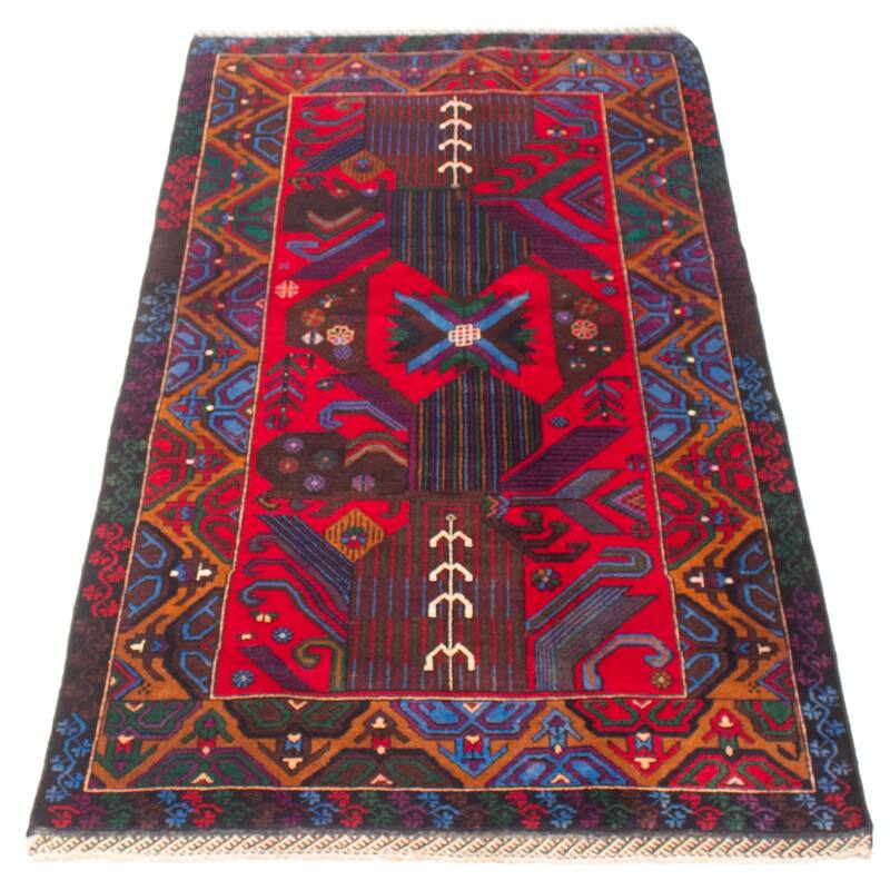 ECARPETGALLERY Hand-knotted Teimani Red Wool Rug - 3'6 x 6'9
