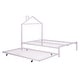 preview thumbnail 5 of 7, Full Size Metal Platform Bed,House-Shaped Headboard Design,twin size trundle,Pink