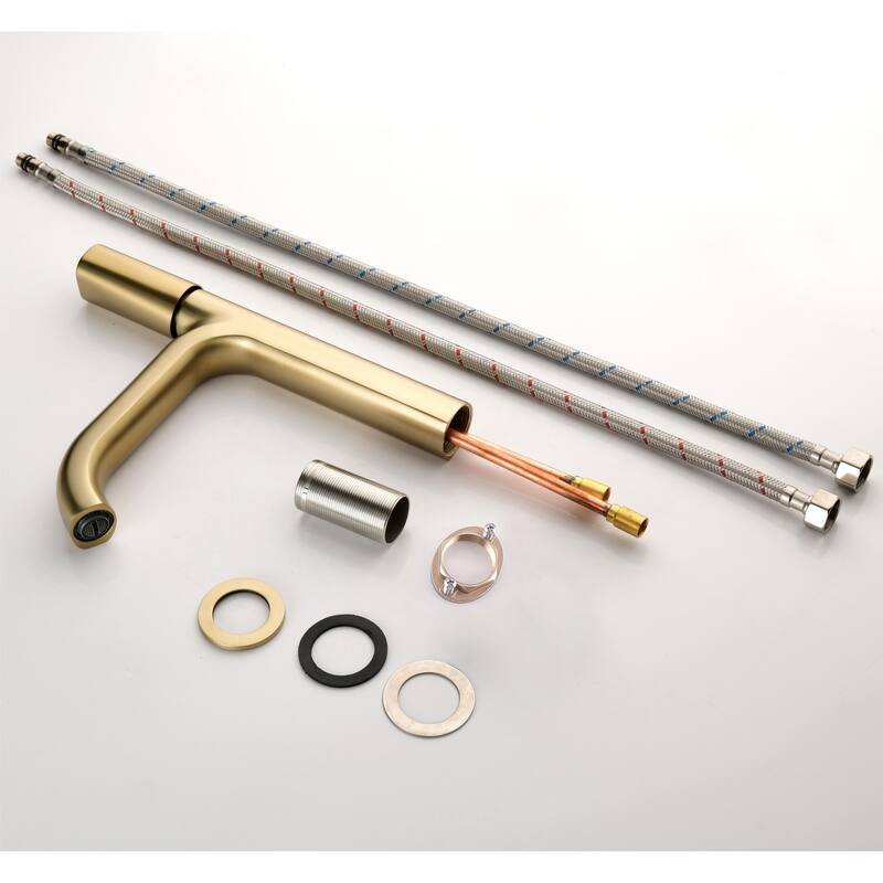 11''H Bathroom Sink Faucet Single with Single Handle in Black/Gold