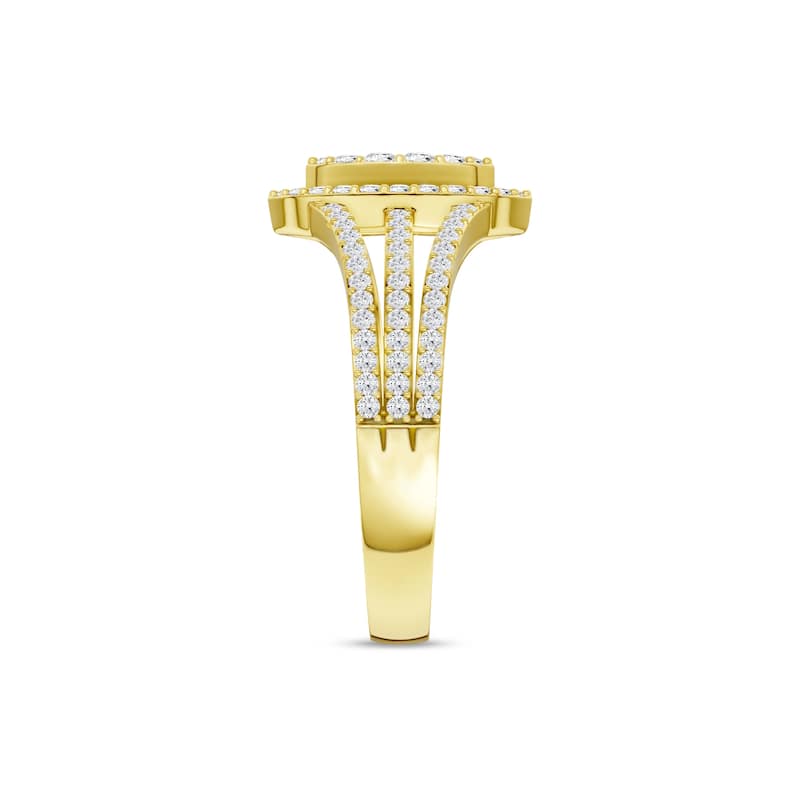 1/2ct TDW Diamond Marquise Framed Cluster Halo Engagement Ring in 10K Yellow Gold for Women