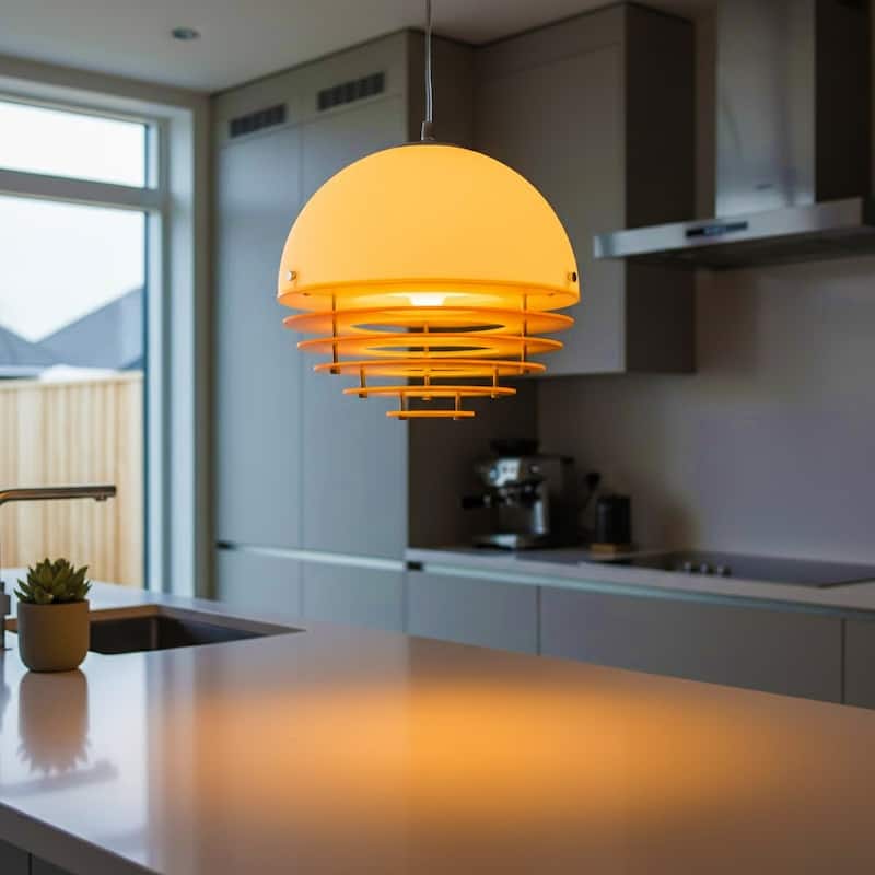 Bauhaus Sunset Ceiling Light Fixture, MCM Chandelier