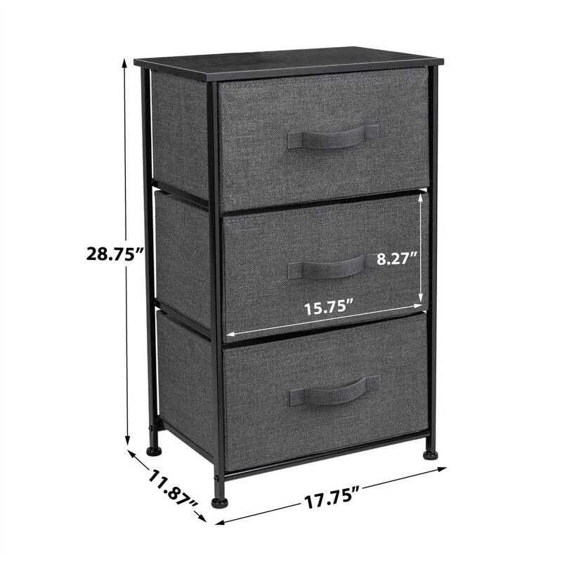 Bedside Furniture & Night Stand End Table Dresser with Steel Frame