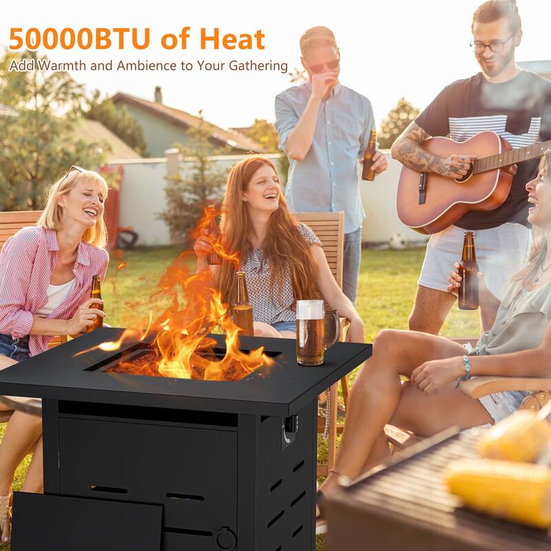 Futzca Propane Fire Pit 50000 BUT Outdoor Gas Fire Table with Lid