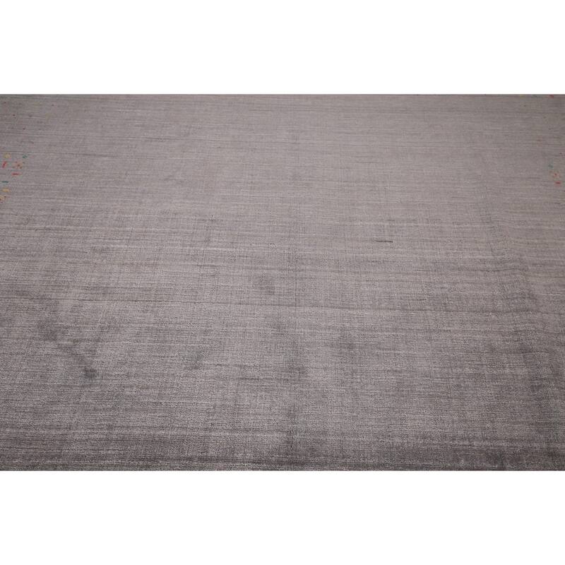 Gray Gabbeh Square Area Indian Rug Hand-Knotted Wool Carpet - 8'6"x 8'6"