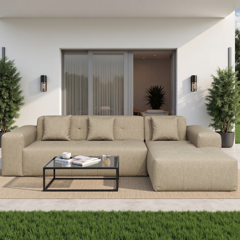 Outdoor No Assembly Patio Sofa with Chaise