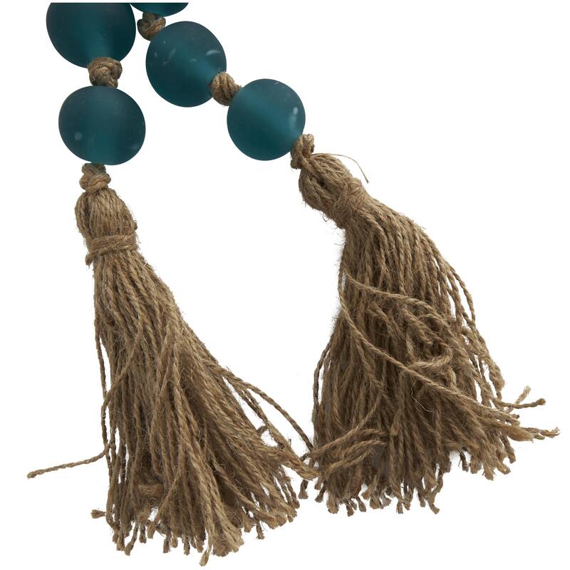 Glass Handmade Round Beaded Garland with Tassel with Knotted Brown Jute - Roche River Decor