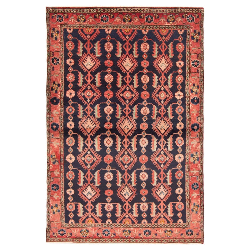 ECARPETGALLERY Hand-knotted Andelz Navy Wool Rug - 4'6 x 6'9 - Dark Navy - 4'6 x 6'9