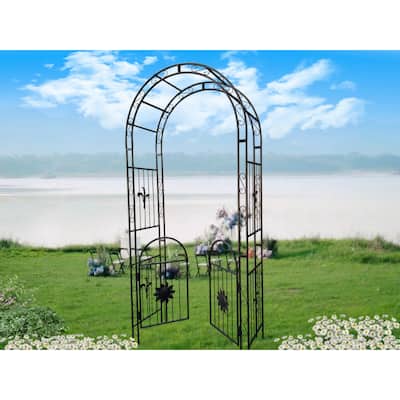 Metal Garden Arch with doors Garden Arbor Trellis Climbing Plants Support Arch Outdoor Arch Wedding Arch Party