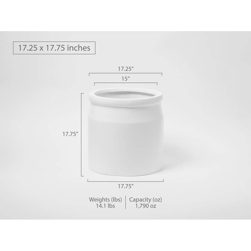 Indoor/Outdoor Large 1-piece Minimalist Fiberstone Lightweight Round Milk Jug Jar Farmhouse Decor Planter Pot - 17, 13, 10 in