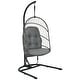 preview thumbnail 4 of 16, Gymax Hanging Hammock Egg Chair Patio Rattan Swing Chair w/ Stand & Grey