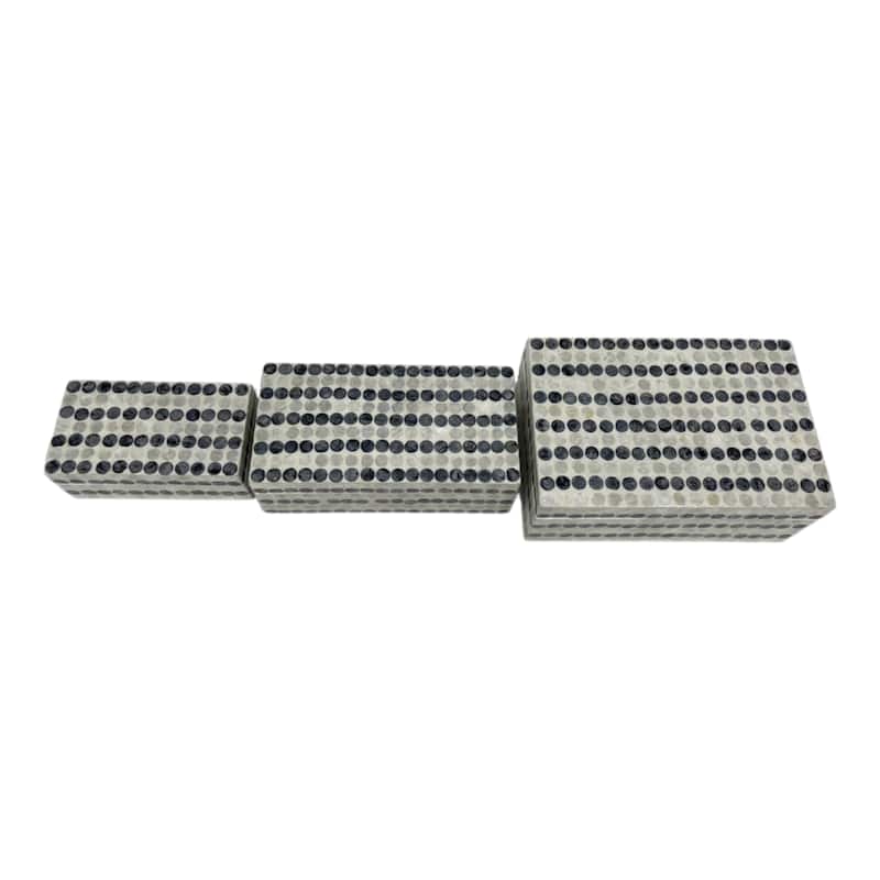 Shell Wood Decorative Storage Boxes Coastal (Set of 3) - 3/4/5" Blue - 11.75" x 7.75" x 5"