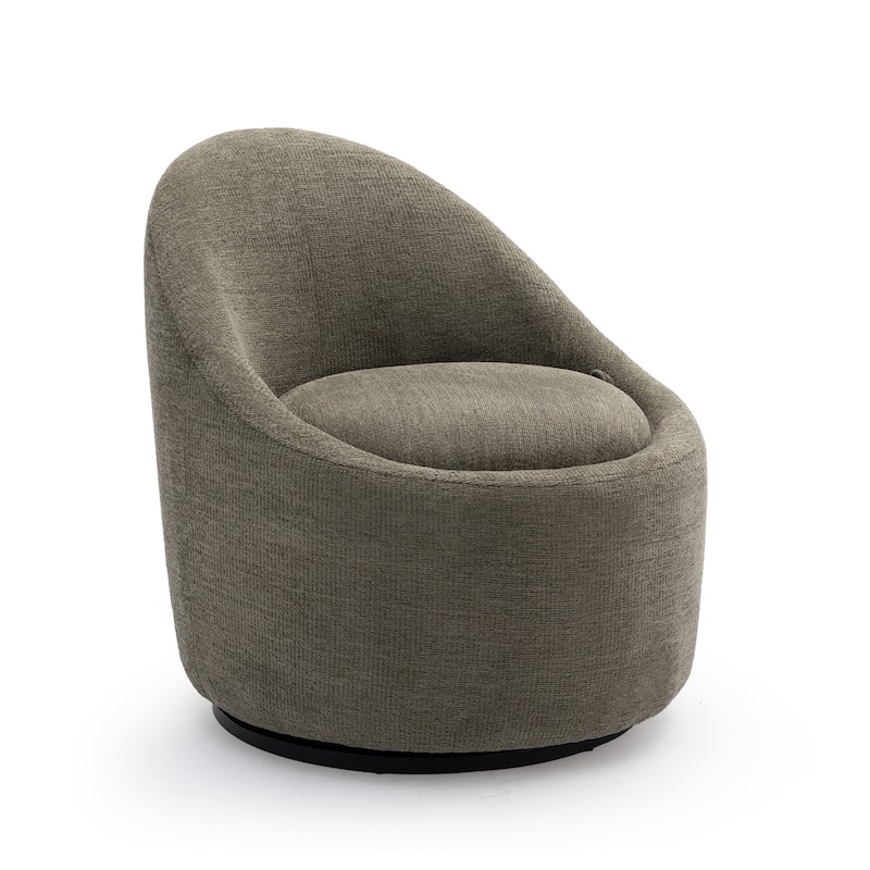 Modern Barrel Swivel Accent Chair - 360° Rotation & Hidden Storage Ottoman, Compact for Small Spaces - Green