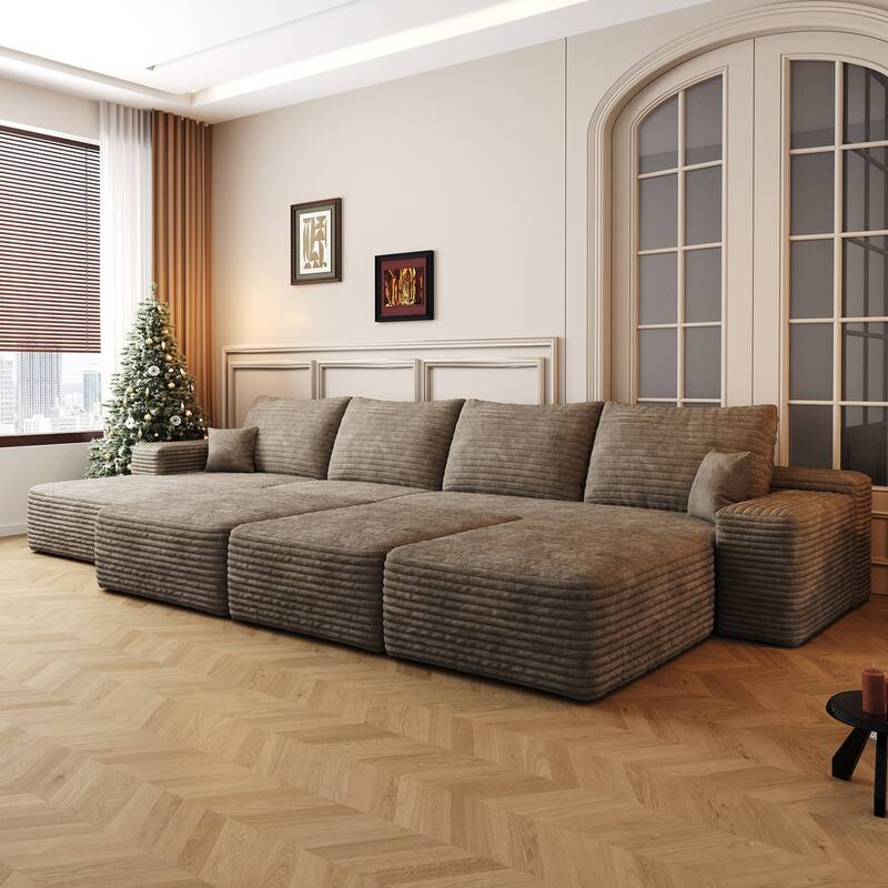 135.4-in Casual Camel 4 -seater Left Reclining Sectional - 8' x 10'