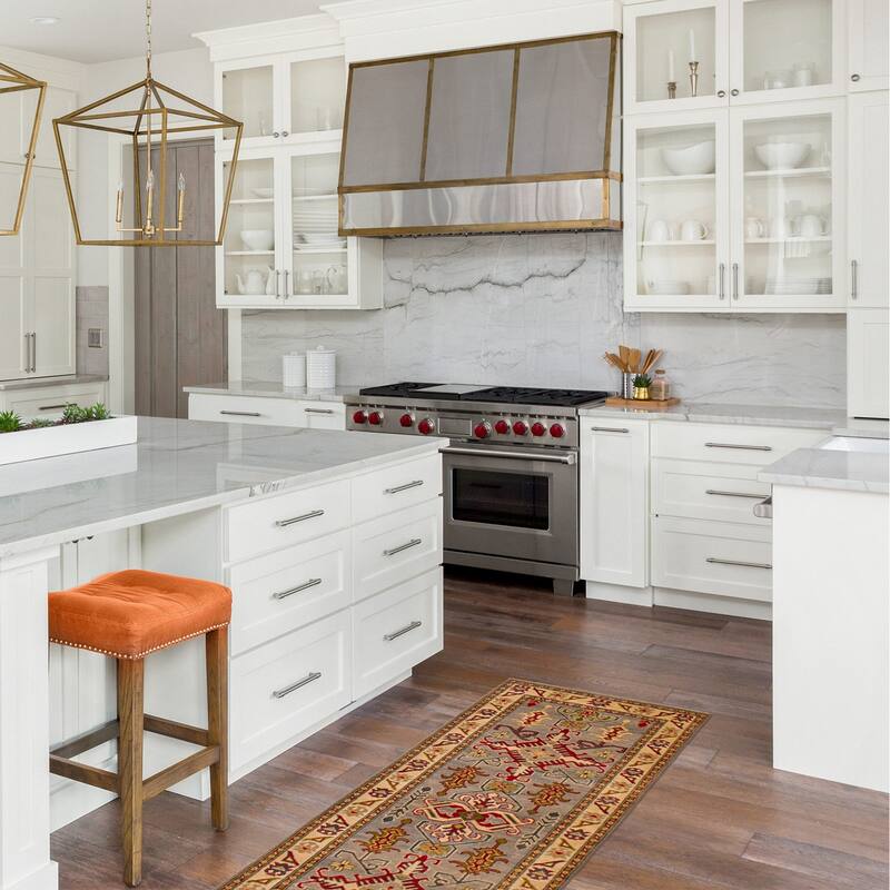 ECARPETGALLERY Hand-knotted Uzbek Ghazni Grey Wool Rug - 2'7 x 8'0