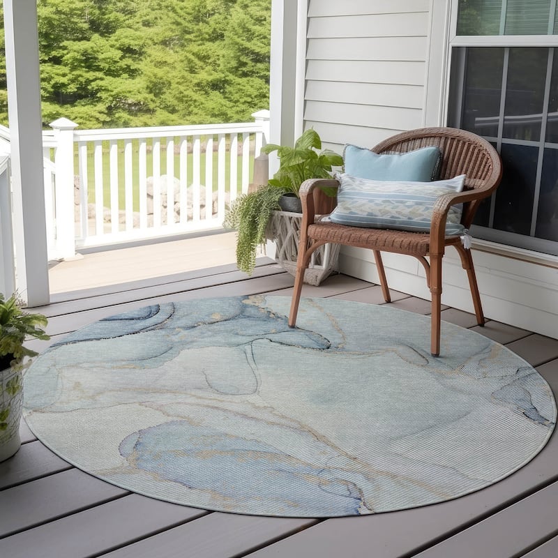 Machine Washable Indoor/ Outdoor Abstract Chantille Rug