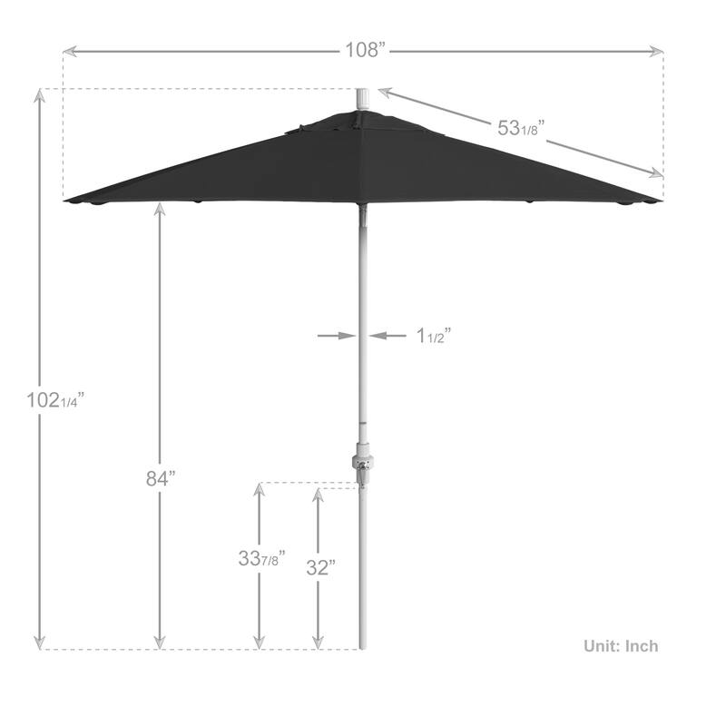 California Umbrella 9' Rd. Aluminum/Fiberglass Rib Patio Umb, Deluxe Crank Lift/Collar Tilt, White Finish, Pacifica Fabric
