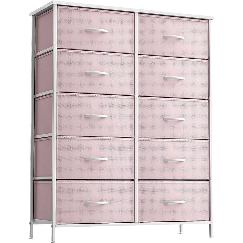 Sorbus 10 Drawer Tall Vertical Dresser - Pink